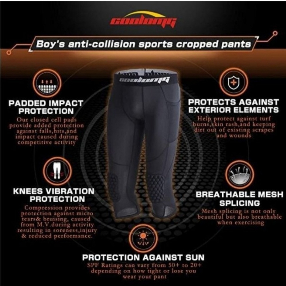 Basketball Compression Tights with Knee Pads. - Picture 2 of 7